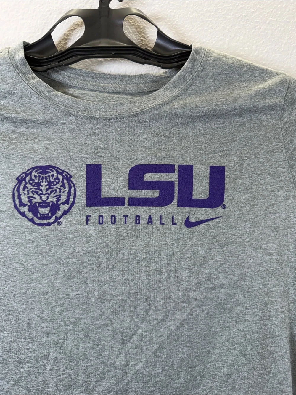 Nike Kids Long-Sleeve LSU Football Tee in Gray and Purple